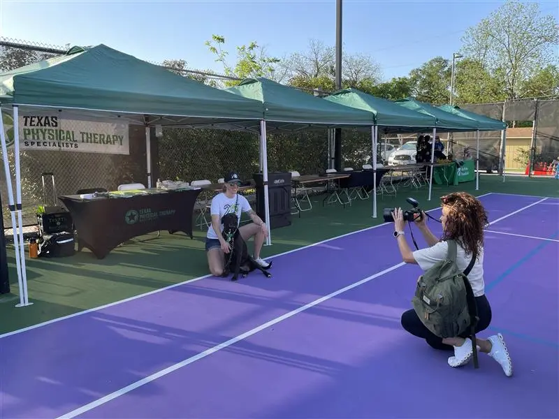 photos of a pickle ball court during charity tournament