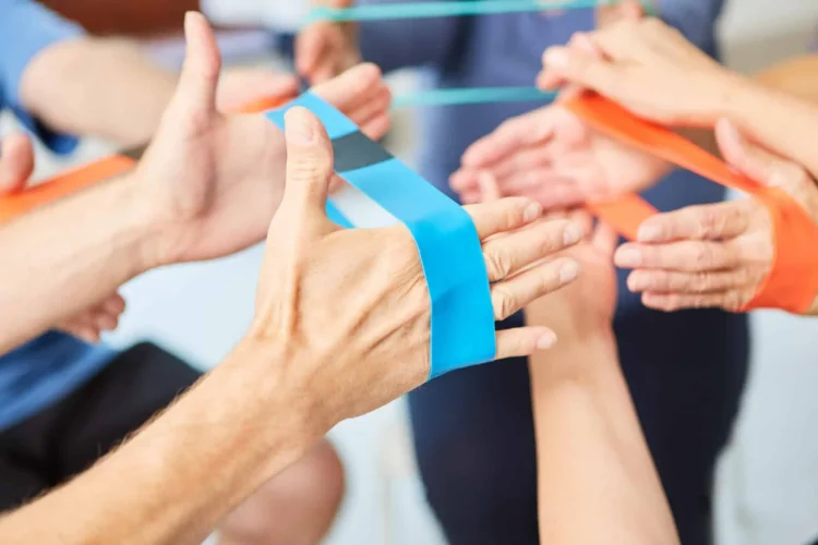 stretch band exercises by patients dealing with wrist problems or carpul tunnel